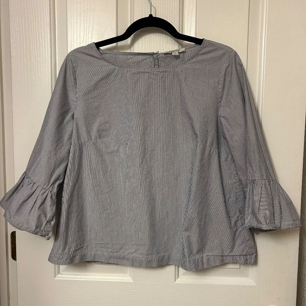 Madewell Striped Bell Sleeve Top Size Medium - Picture 2 of 7